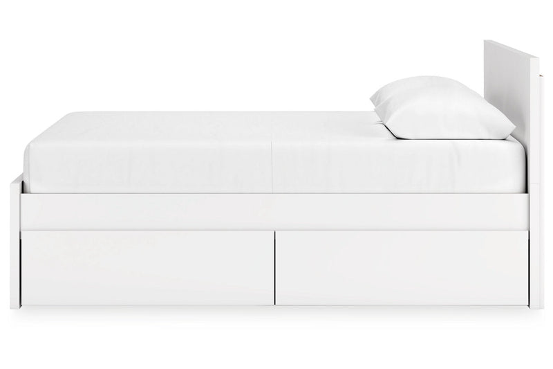 Onita White Queen Platform Bed with 2 Side Storage - Lara FurnitureQueen Bed