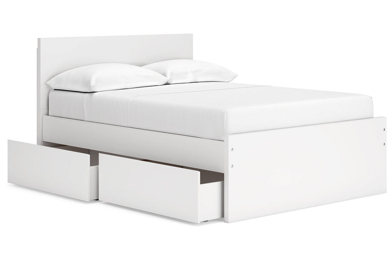Onita White Full Panel Platform Bed with 1 Side Storage from Ashley - Lara Furniture