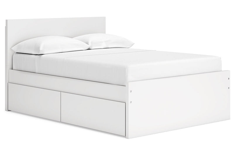 Onita White Full Panel Platform Bed with 1 Side Storage from Ashley - Lara Furniture