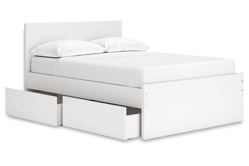 Onita White Full Panel Platform Bed with 2 Side Storage from Ashley - Lara Furniture