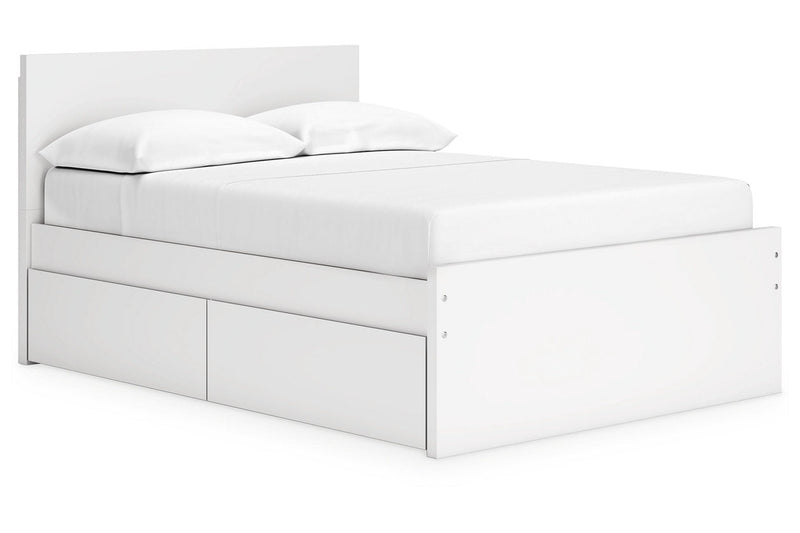 Onita White Full Panel Platform Bed with 2 Side Storage from Ashley - Lara Furniture