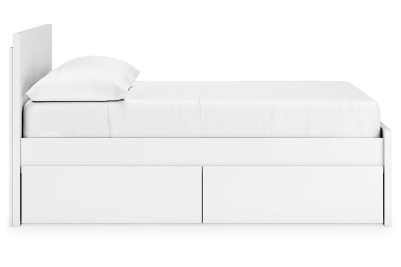 Onita White Full Panel Platform Bed with 2 Side Storage from Ashley - Lara Furniture