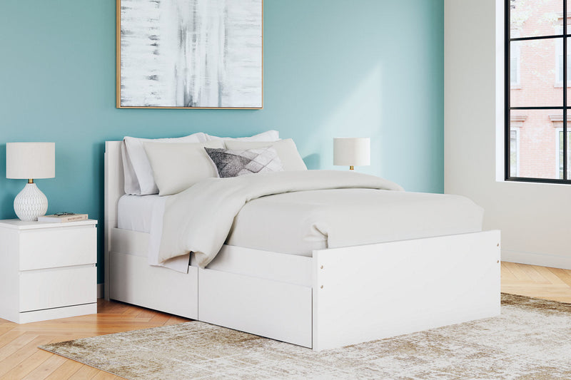 Onita White Full Panel Platform Bed with 2 Side Storage from Ashley - Lara Furniture