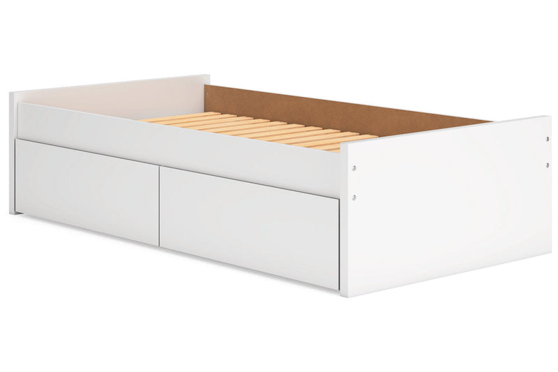 Onita White Twin Platform Bed with 1 Side Storage from Ashley - Lara Furniture