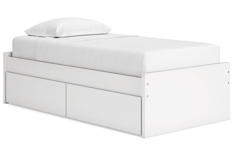 Onita White Twin Platform Bed with 1 Side Storage from Ashley - Lara Furniture