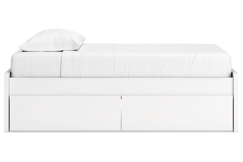 Onita White Twin Platform Bed with 1 Side Storage from Ashley - Lara Furniture