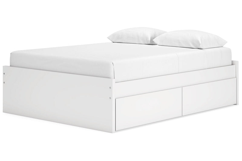 Onita White Queen Platform Bed with 2 Side Storage from Ashley - Lara Furniture