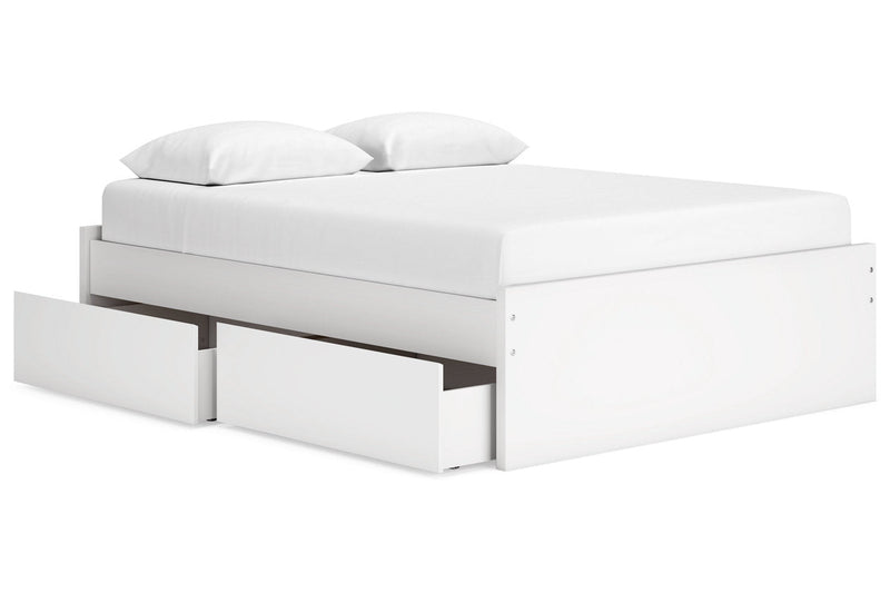Onita White Queen Platform Bed with 2 Side Storage from Ashley - Lara Furniture