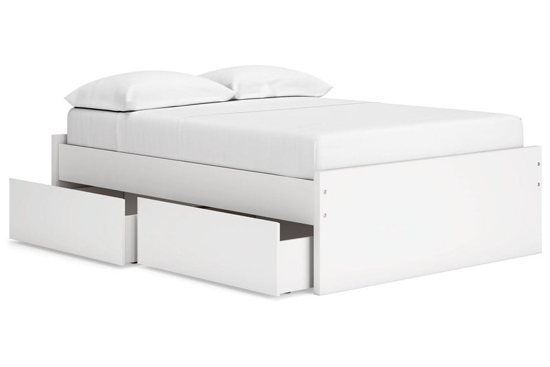 Onita White Full Platform Bed with 2 Side Storage from Ashley - Lara Furniture