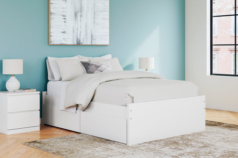 Onita White Full Platform Bed with 2 Side Storage from Ashley - Lara Furniture
