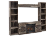 Derekson Multi Gray 4-Piece Entertainment Center with Electric Fireplace -  Ashley - Lara Furniture
