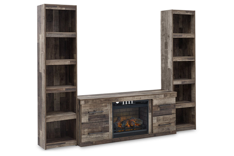 Derekson Multi Gray 3-Piece Entertainment Center with Electric Fireplace -  Ashley - Lara Furniture