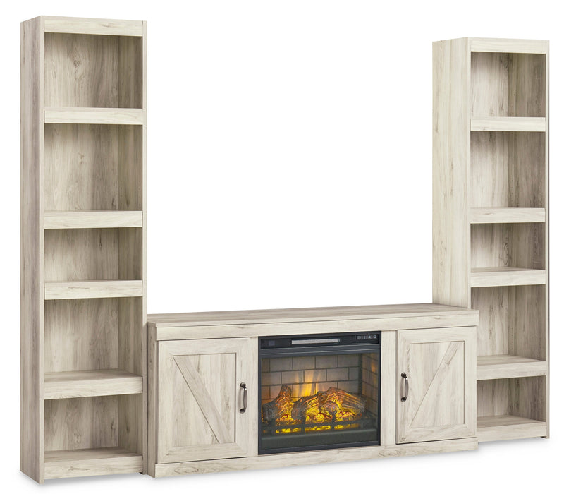 Bellaby Whitewash 3-Piece Entertainment Center with Electric Fireplace -  Ashley - Lara Furniture