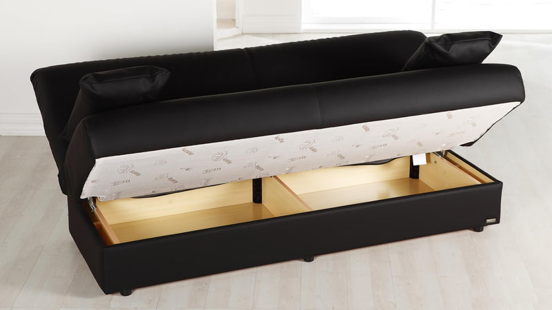 Regata 3 Seat Sleeper (Escudo Black - Pu) 1 Piece - Lara FurnitureSleeper Sofa