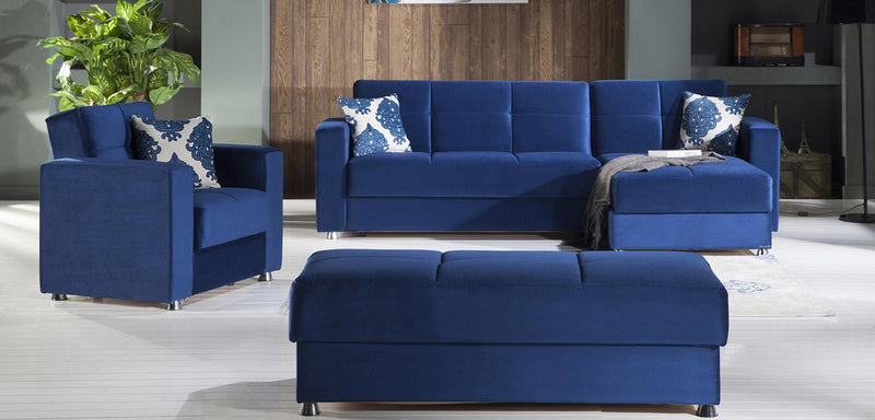Elegant Sectional Storage Love Seat (Roma Navy) 1 Piece - 10-ELE-N839D-05-L