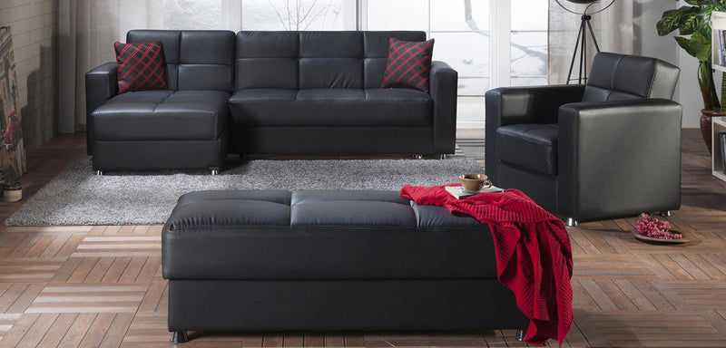 Elegant Sectional Storage Love Seat Part (Santa Glory Black) 1 Piece - 10-ELE-P658D-05-L