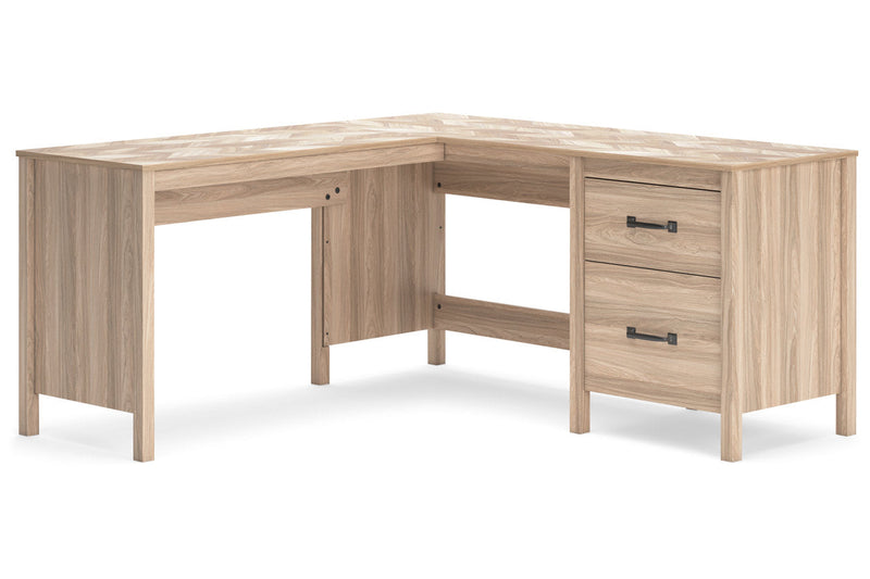 Battelle Tan 60" Home Office Desk with Return -  Ashley - Lara Furniture