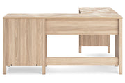 Battelle Tan 60" Home Office Desk with Return -  Ashley - Lara Furniture