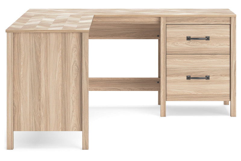 Battelle Tan 60" Home Office Desk with Return -  Ashley - Lara Furniture