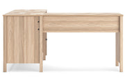 Battelle Tan 60" Home Office Desk with Return -  Ashley - Lara Furniture