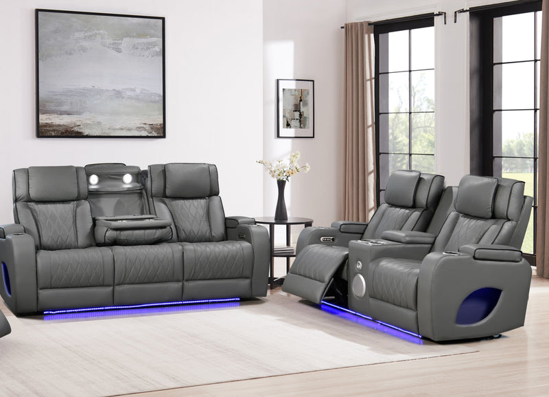 Hialeah Gray Power Recliner Living Room Set