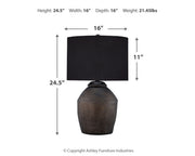 Naareman Metallic Black 2-Piece Table Lamp Set from Ashley - Lara Furniture