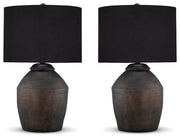 Naareman Metallic Black 2-Piece Table Lamp Set from Ashley - Lara Furniture