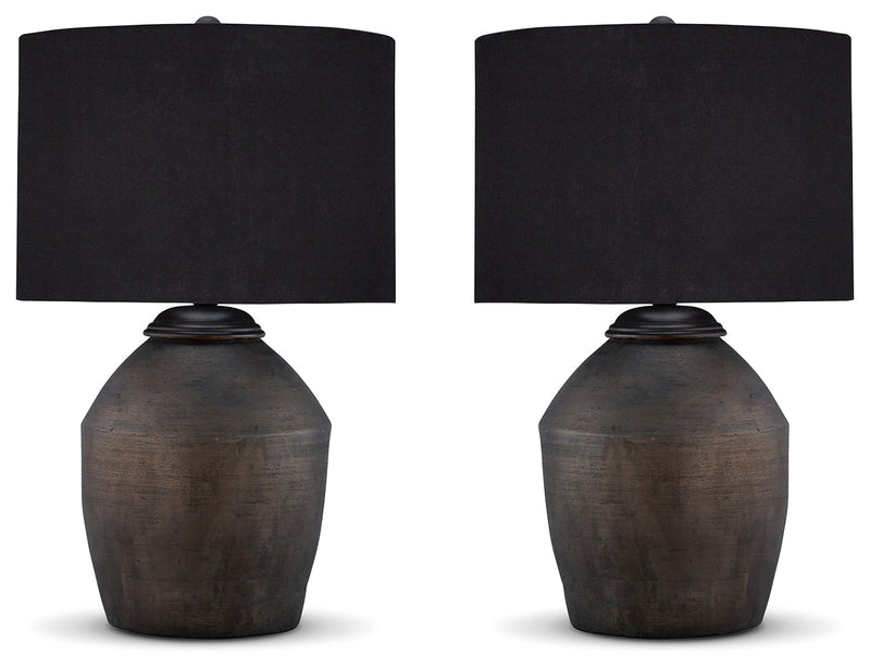Naareman Metallic Black 2-Piece Table Lamp Set from Ashley - Lara Furniture