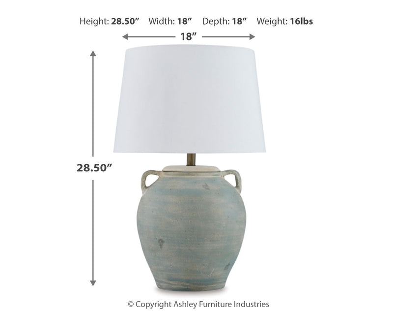 Shawburg Antique Green 2-Piece Table Lamp Set from Ashley - Lara Furniture