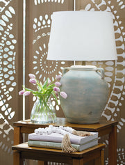 Shawburg Antique Green 2-Piece Table Lamp Set from Ashley - Lara Furniture