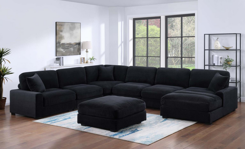 Violet Black 5 Piece RAF Sectional With Chaise