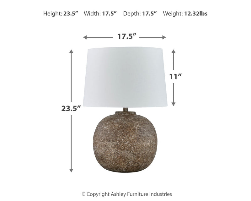 Neavesboro Antique Brown/White 2-Piece Table Lamp Set from Ashley - Lara Furniture