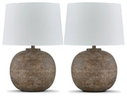 Neavesboro Antique Brown/White 2-Piece Table Lamp Set from Ashley - Lara Furniture