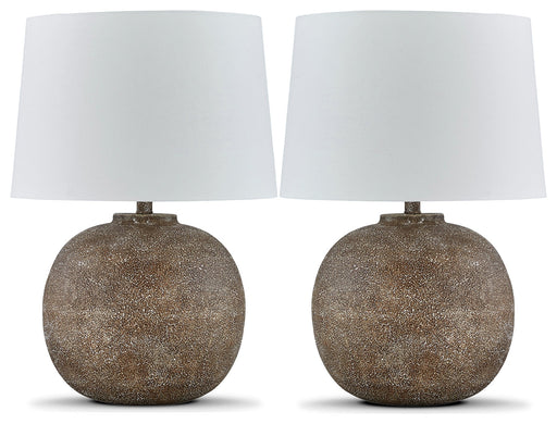 Neavesboro Antique Brown/White 2-Piece Table Lamp Set from Ashley - Lara Furniture