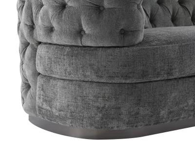 Javamia Gray Velvet 3 Piece Sectional