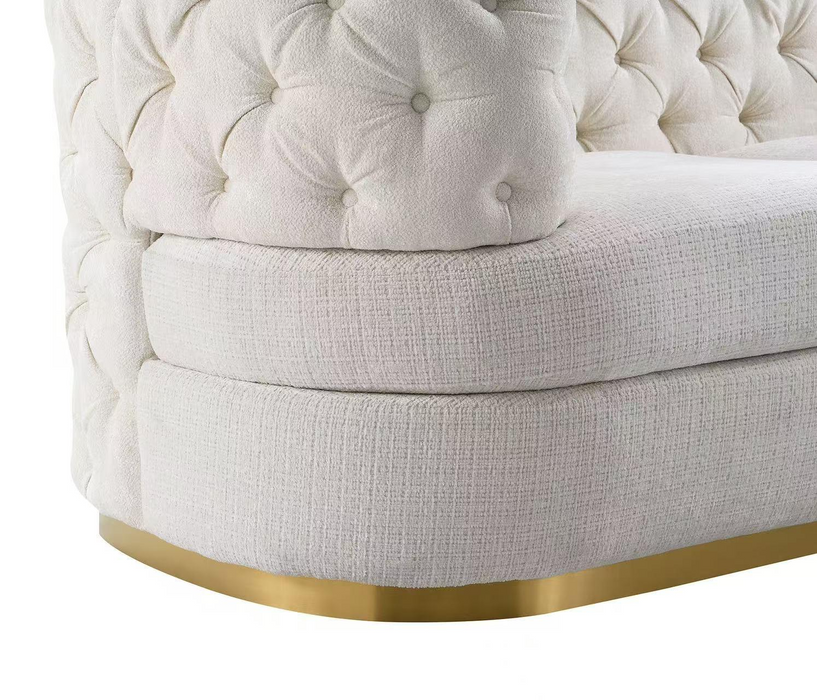 Javamia Cream Velvet 3 Piece Sectional
