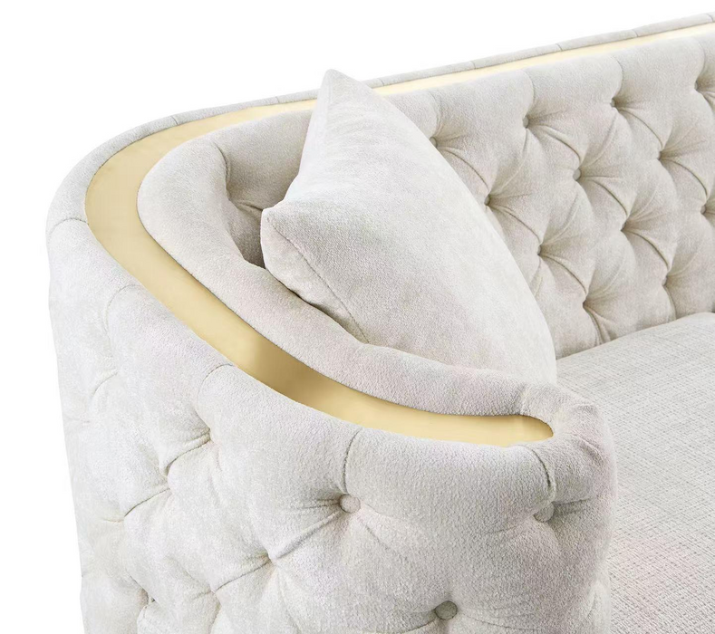 Javamia Cream Velvet 3 Piece Sectional