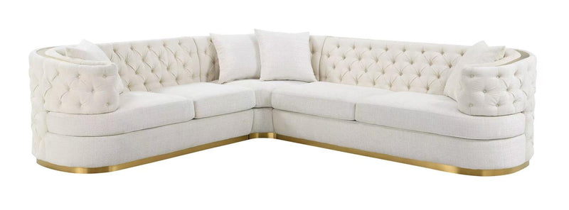 Javamia Cream Velvet 3 Piece Sectional