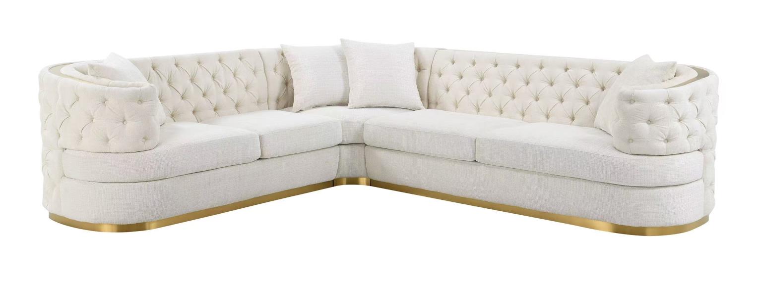 Javamia Cream Velvet 3 Piece Sectional