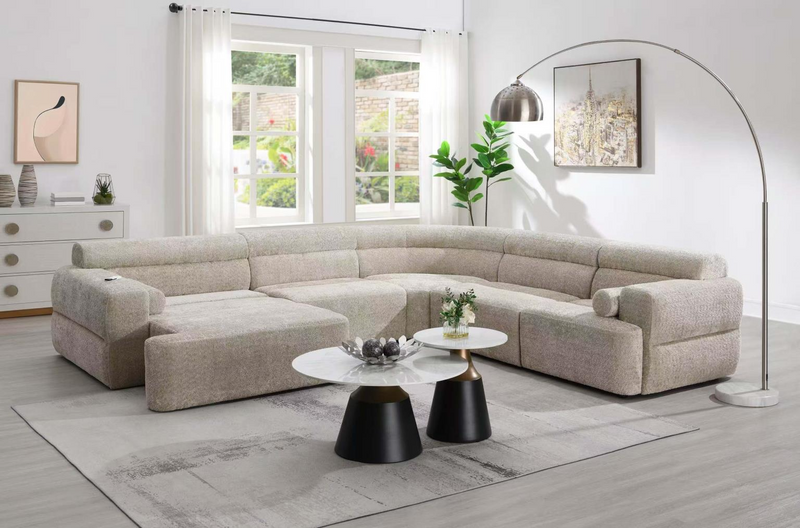 Alaska 5 Piece Light Brown Power Chaise Sectional