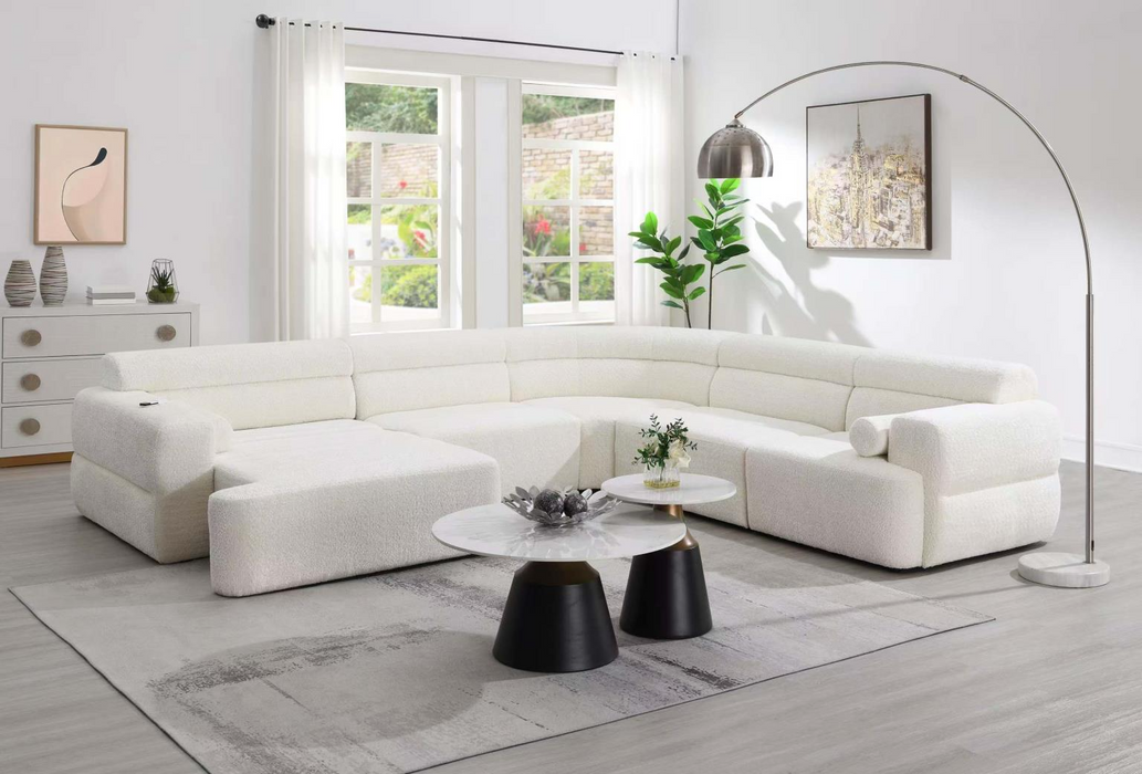 Alaska 5 Piece Cream Power Chaise Sectional