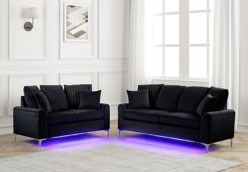 Melinay Black Living Room Set ( Sofa & Loveseat )