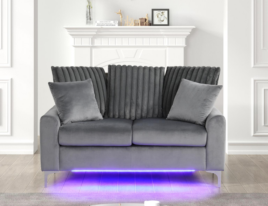 Melinay Gray Black Living Room Set ( Sofa & Loveseat )