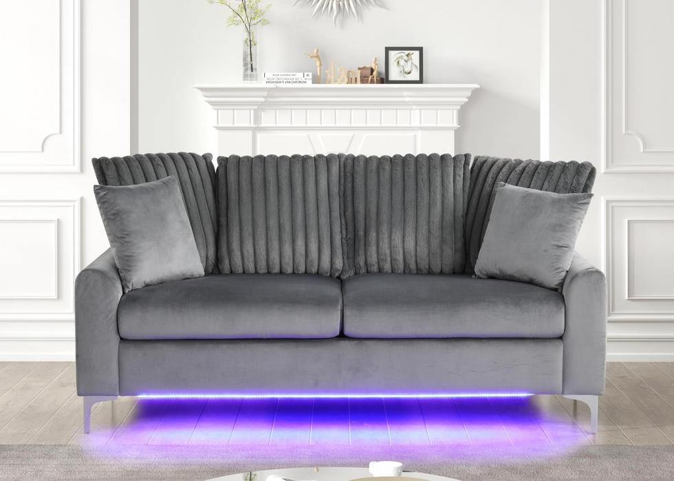 Melinay Gray Black Living Room Set ( Sofa & Loveseat )