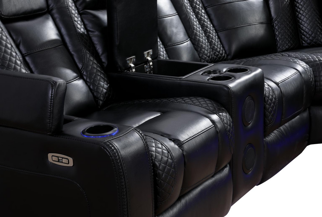 Zachary Black 3 Piece Power Sectional — Lara Furniture Zachary Black 3 Piece Power Sectional — Lara Furniture