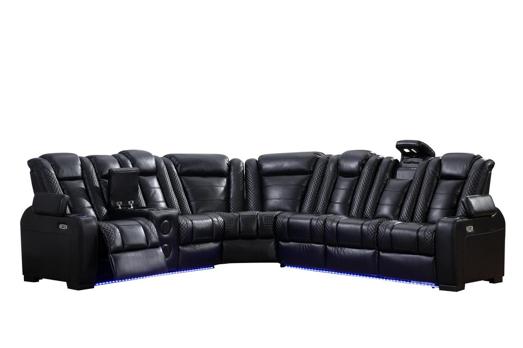 Zachary Black 3 Piece Power Sectional
