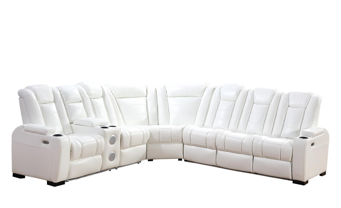 Zachary White 3 Piece Power Sectional