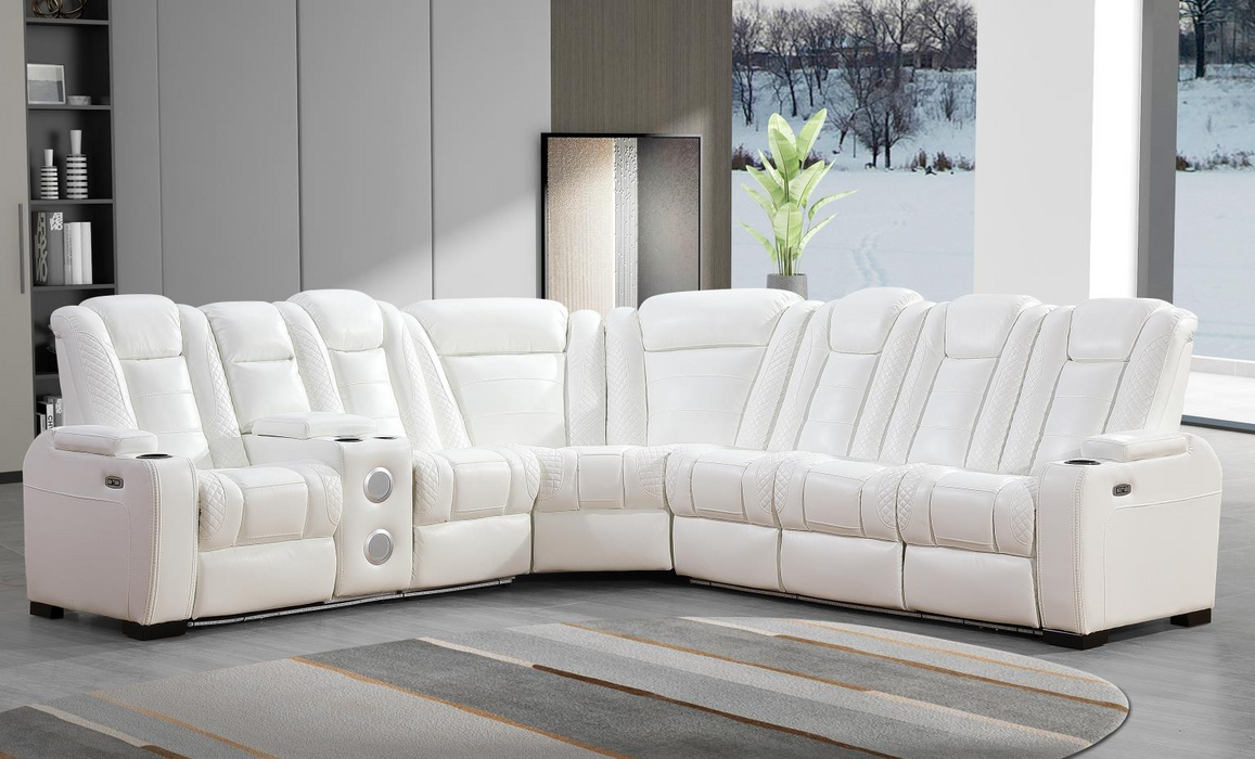 Zachary White 3 Piece Power Sectional