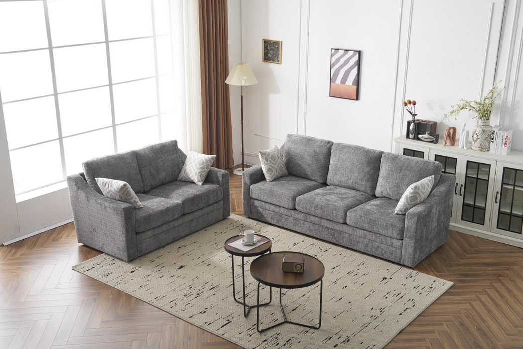 Flyin Gray Living Room Set ( Sofa & Loveseat )