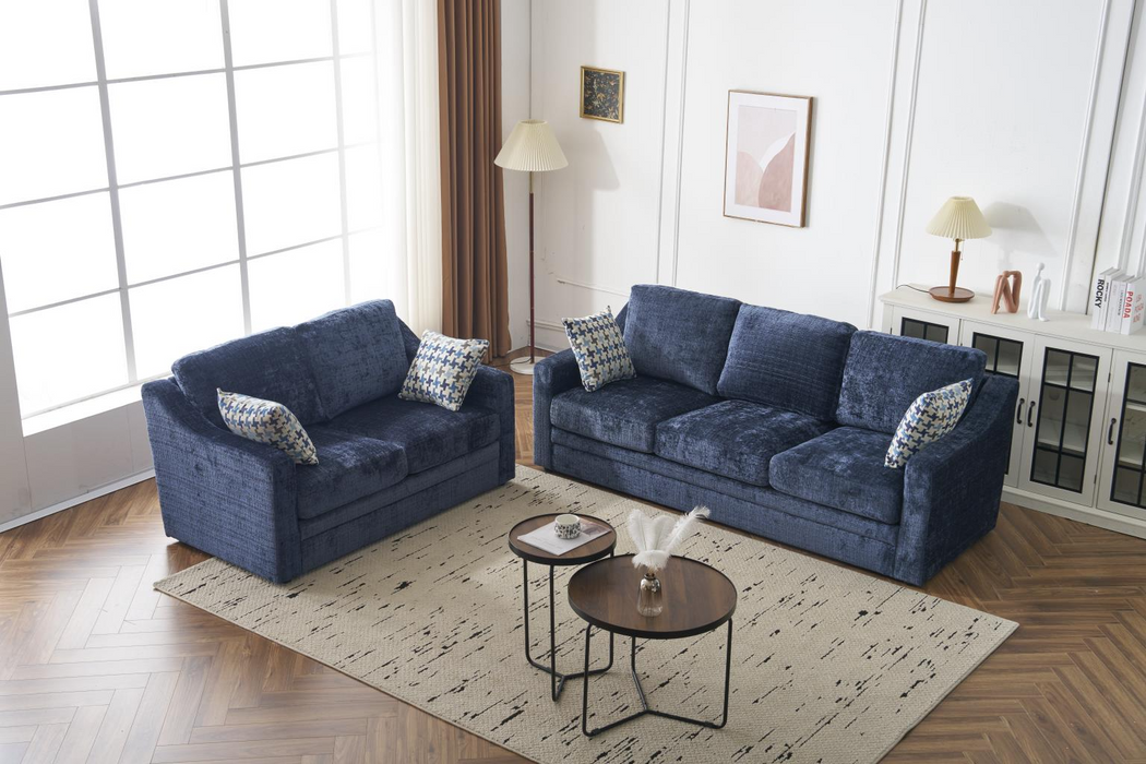 Flyin Navy Living Room Set ( Sofa & Loveseat )